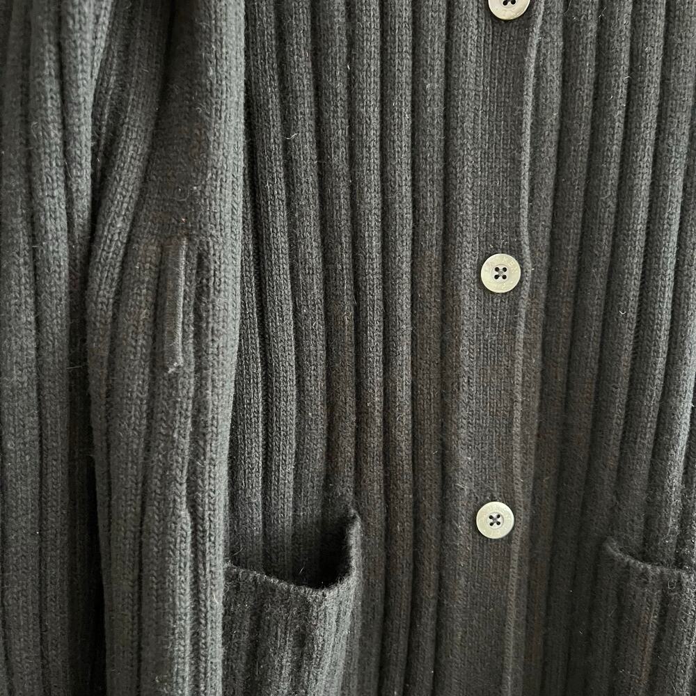 Lauren Ralph Lauren Ribbed Cashmere Angora Ribbed Duster Long Cardigan Black L - Picture 5 of 9